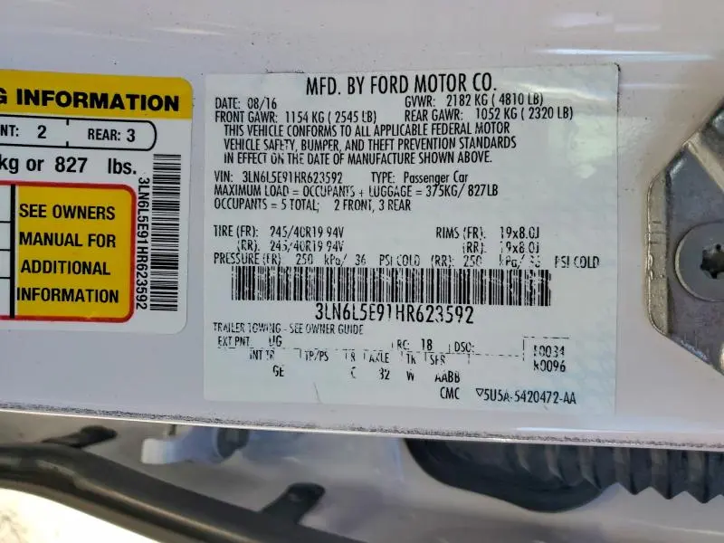 2017 LINCOLN MKZ RESERVE  