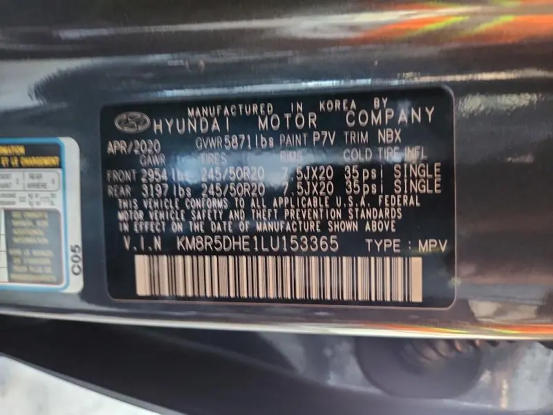 2020 HYUNDAI PALISADE LIMITED  