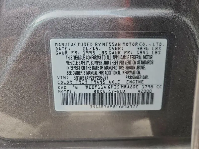 2015 NISSAN SENTRA S  