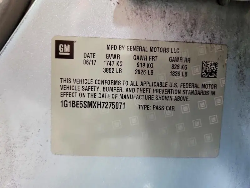 2017 CHEVROLET CRUZE LT  