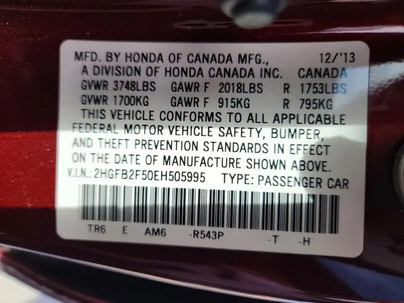 2014 HONDA CIVIC LX  