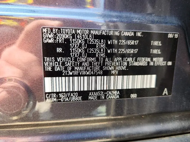 2019 TOYOTA RAV4 XLE  