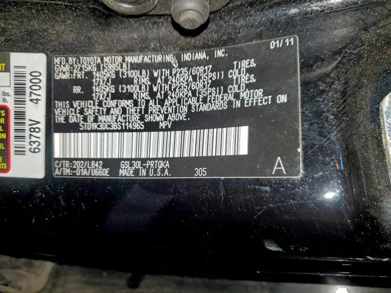 2011 TOYOTA SIENNA XLE  