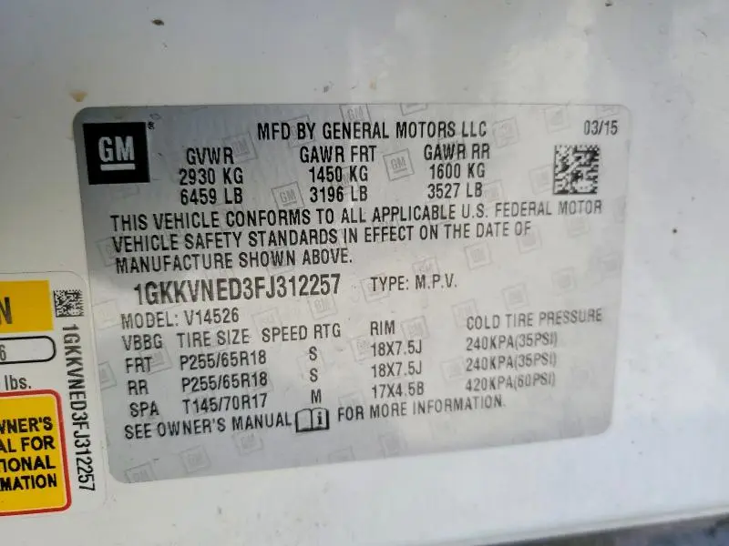 2015 GMC ACADIA SLE  