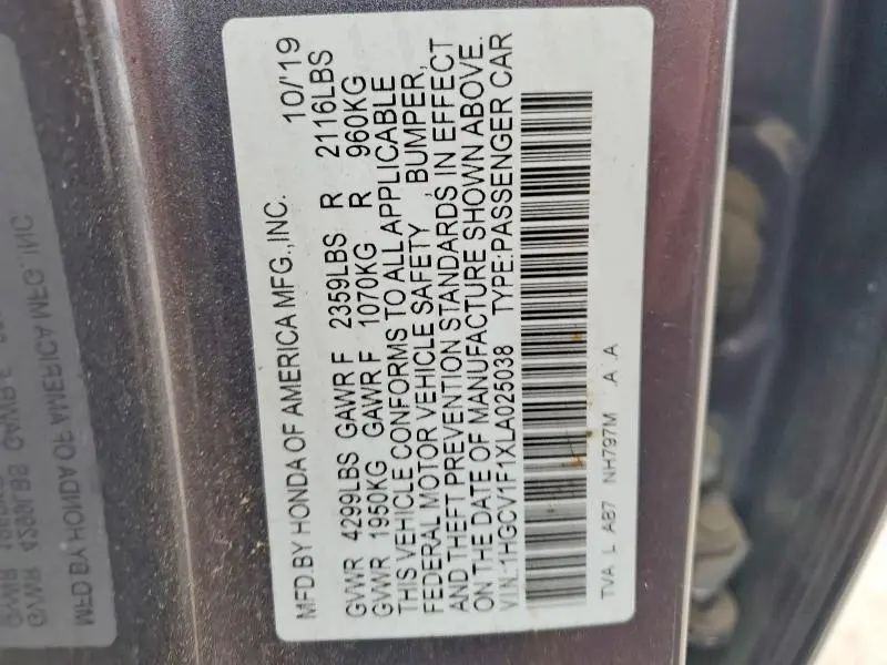 2020 HONDA ACCORD LX  