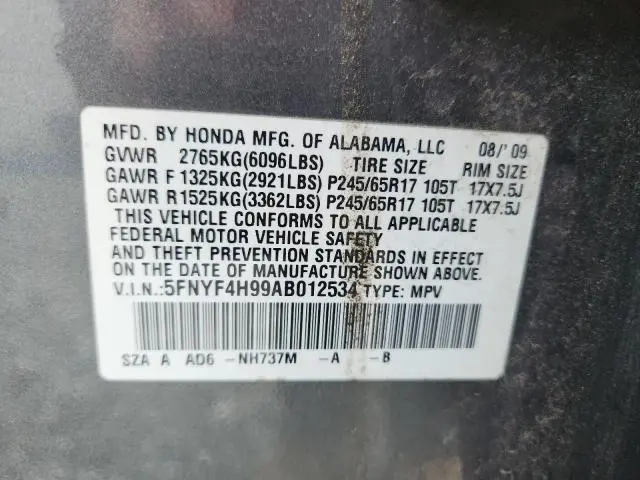 2010 HONDA PILOT TOURING  