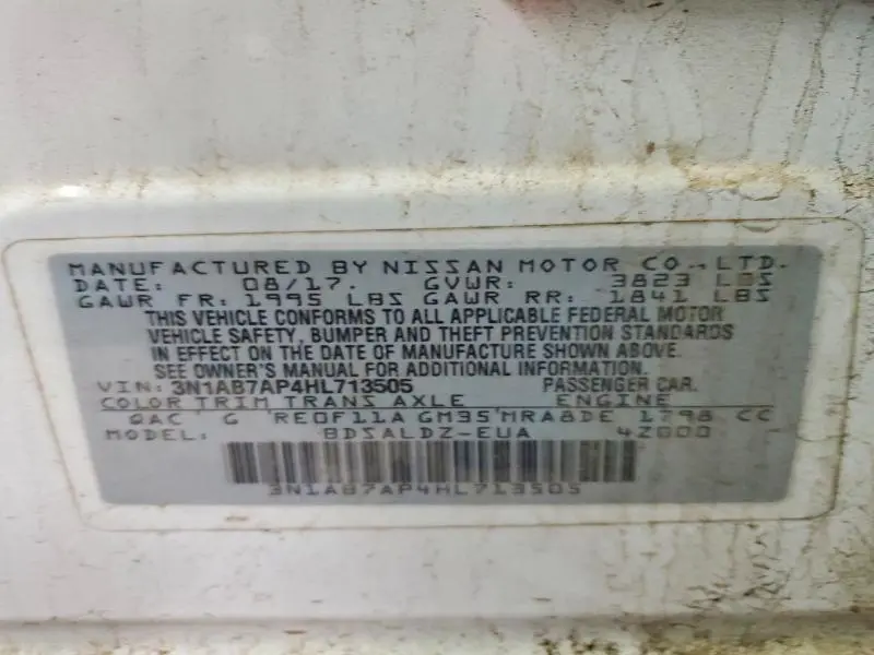 2017 NISSAN SENTRA SV  