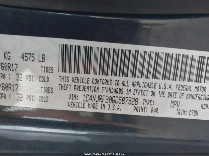 2016 JEEP PATRIOT LATITUDE