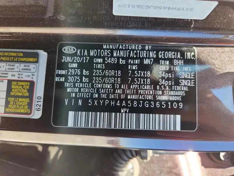 2018 KIA SORENTO EX  