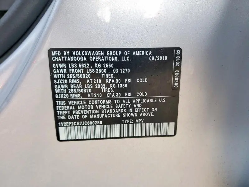 2018 VOLKSWAGEN ATLAS SEL  