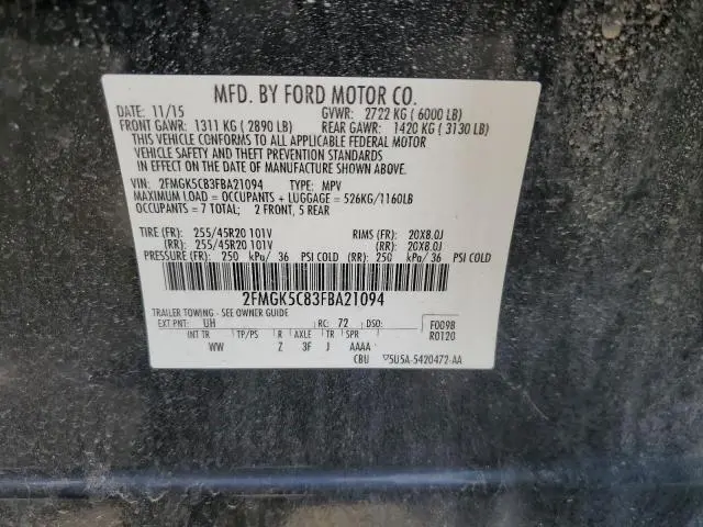 2015 FORD FLEX SEL  