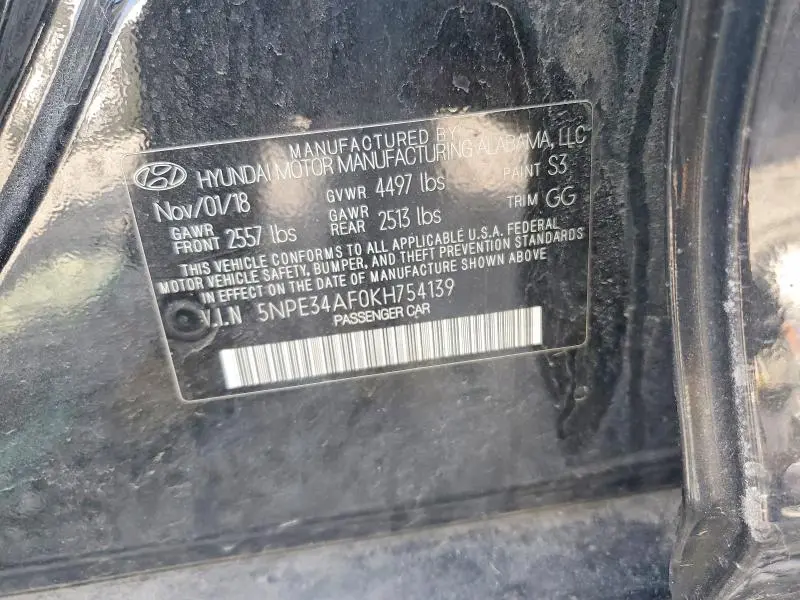 2019 HYUNDAI SONATA LIMITED  