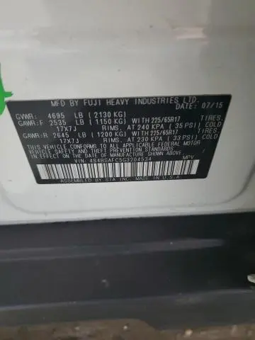 2016 SUBARU OUTBACK 2.5I PREMIUM  