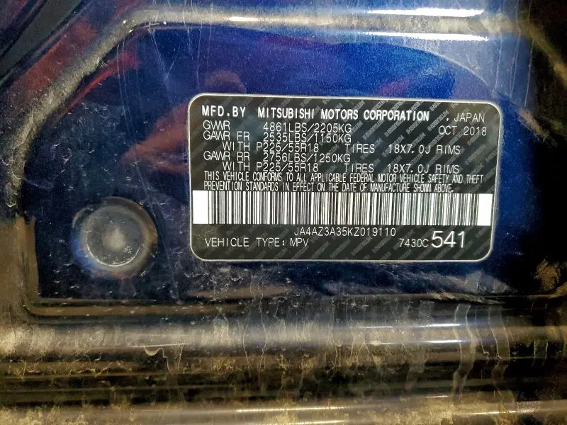 2019 MITSUBISHI OUTLANDER SE  