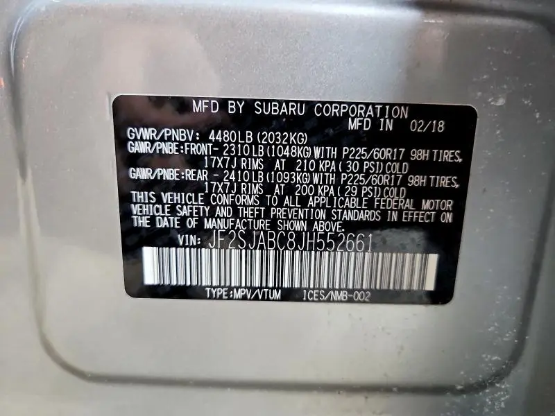 2018 SUBARU FORESTER 2.5I  