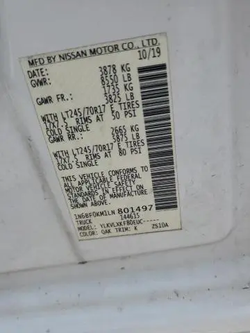 2020 NISSAN NV 1500 S  