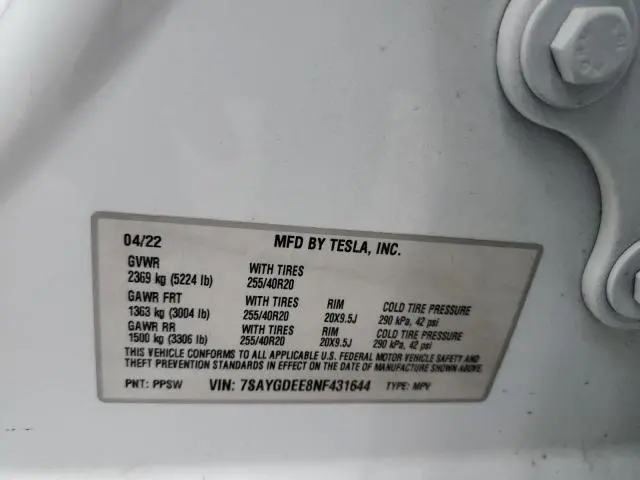 2022 TESLA MODEL Y 