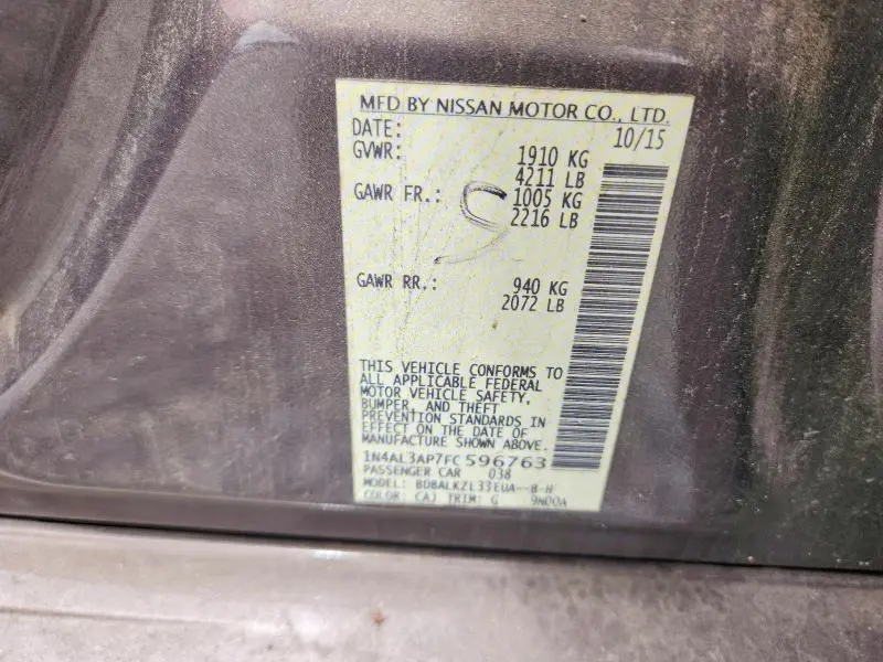 2015 NISSAN ALTIMA 2.5 SV  