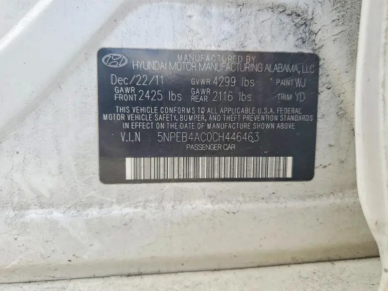 2012 HYUNDAI SONATA GLS  