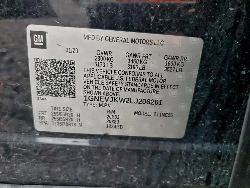 2020 CHEVROLET TRAVERSE RS  