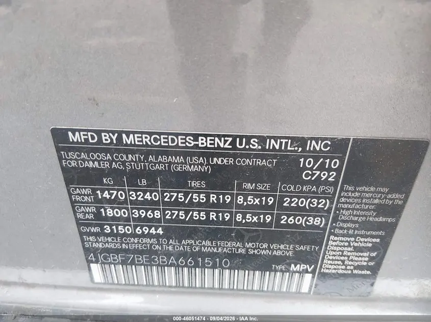 2011 MERCEDES-BENZ GL 450 4MATIC
