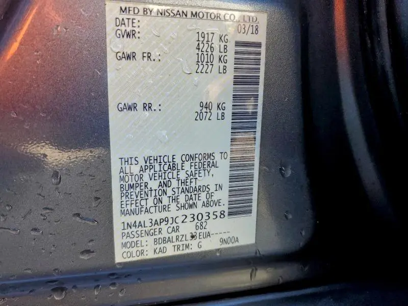 2018 NISSAN ALTIMA 2.5  