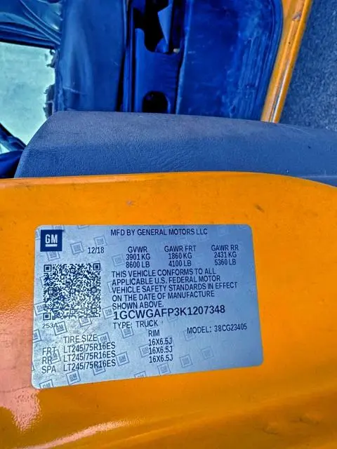 2019 CHEVROLET EXPRESS G2500   