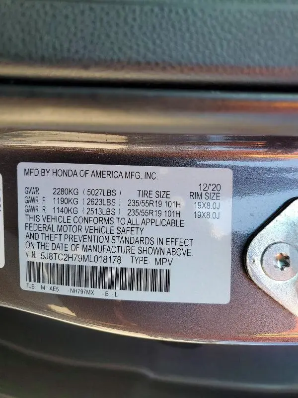 2021 ACURA RDX ADVANCE  