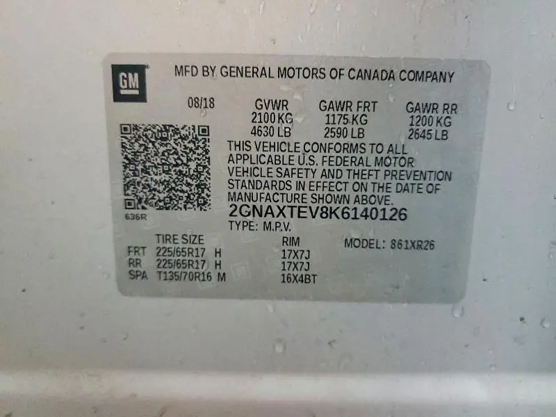 2019 CHEVROLET EQUINOX LT  