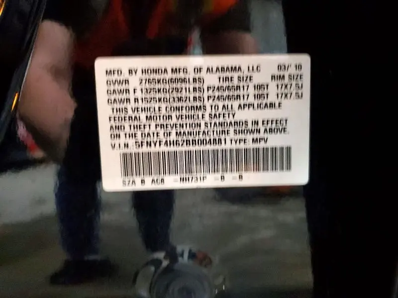 2011 HONDA PILOT EXL  