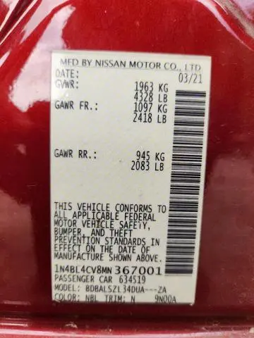 2021 NISSAN ALTIMA SR  