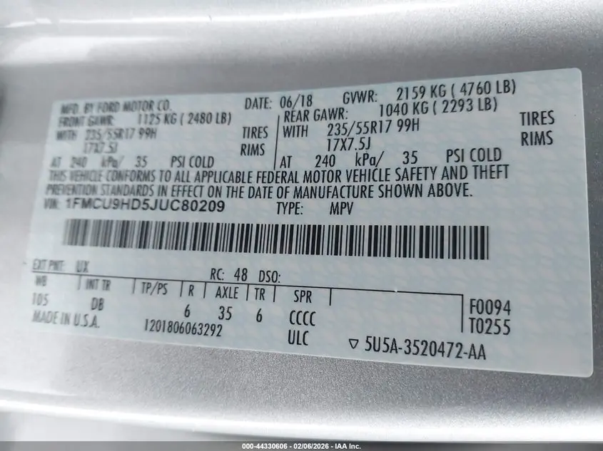 2018 FORD ESCAPE SEL