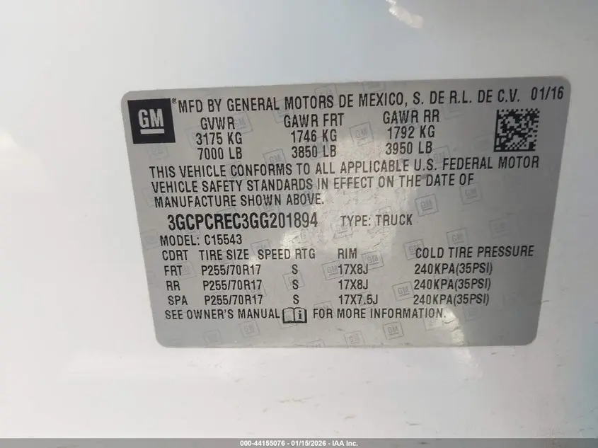 2016 CHEVROLET SILVERADO 1500 1LT