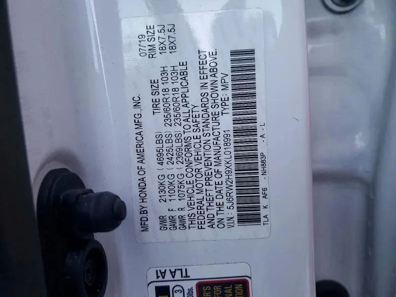 2019 HONDA CR-V TOURING  