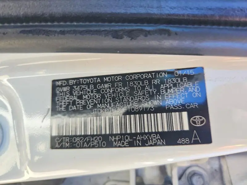 2015 TOYOTA PRIUS C ONE  