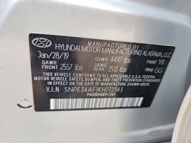2019 HYUNDAI SONATA SEL  