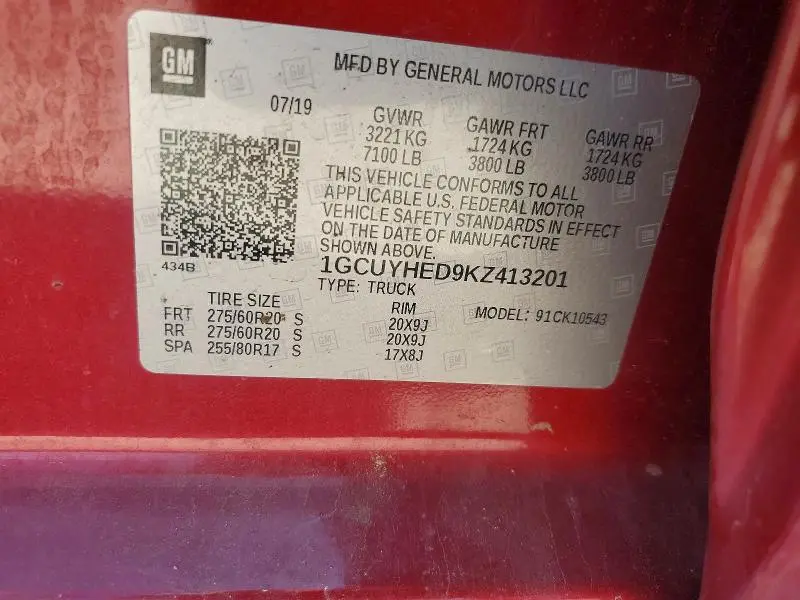 2019 CHEVROLET SILVERADO K1500 HIGH COUNTRY  