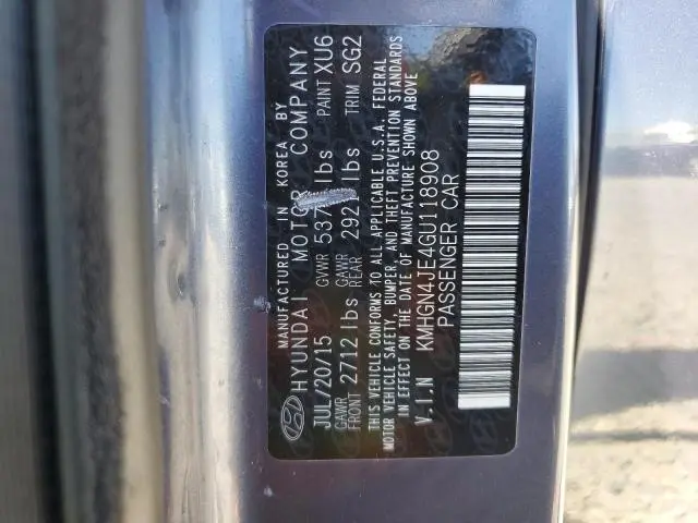 2016 HYUNDAI GENESIS 3.8L  