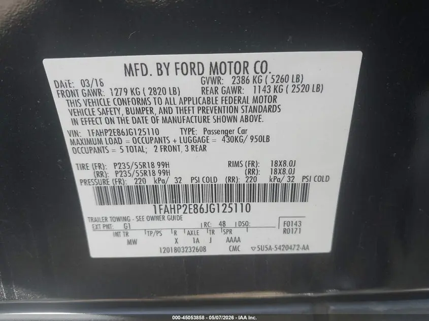 2018 FORD TAURUS SEL