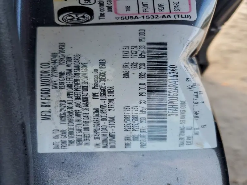 2010 FORD FUSION SEL  