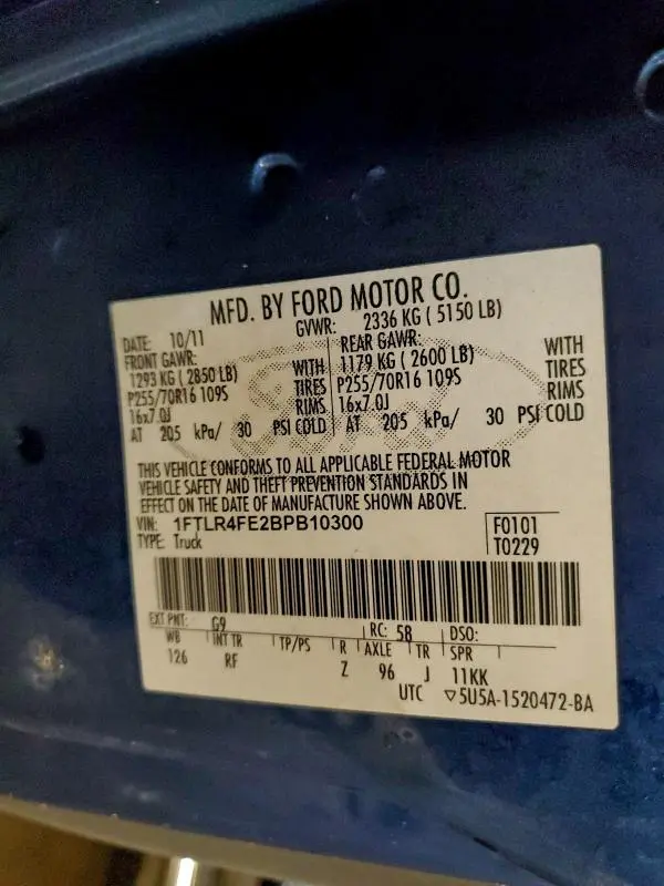 2011 FORD RANGER SUPER CAB  