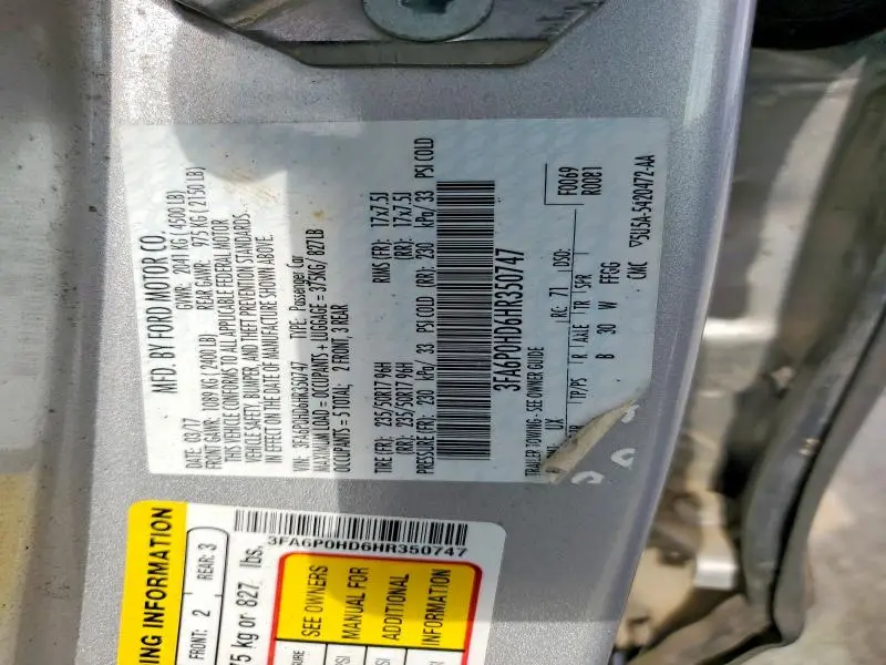 2017 FORD FUSION SE  