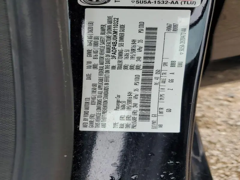 2019 FORD FIESTA SE  