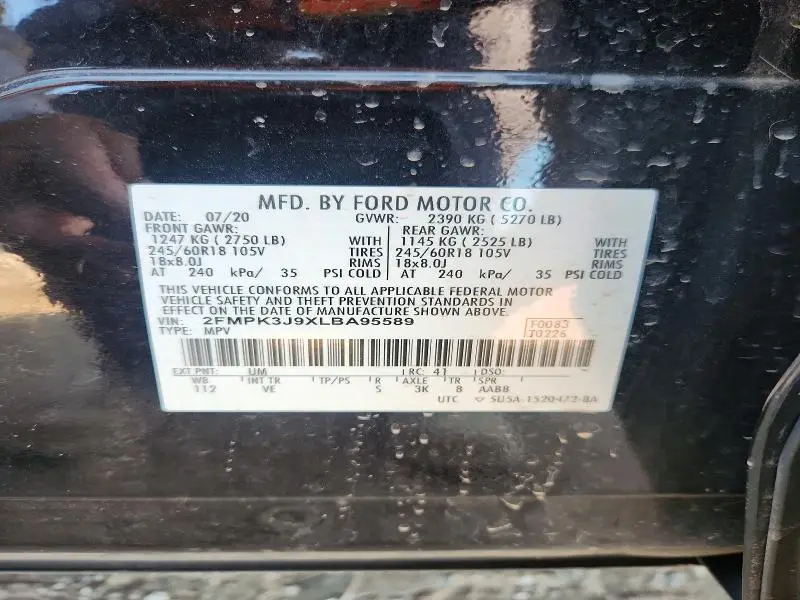 2020 FORD EDGE SEL  
