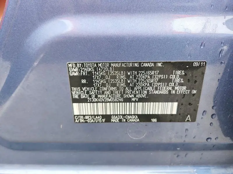 2011 TOYOTA RAV4 LIMITED  