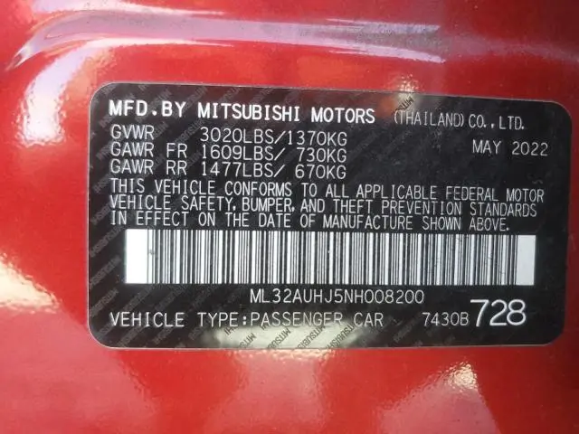 2022 MITSUBISHI MIRAGE ES