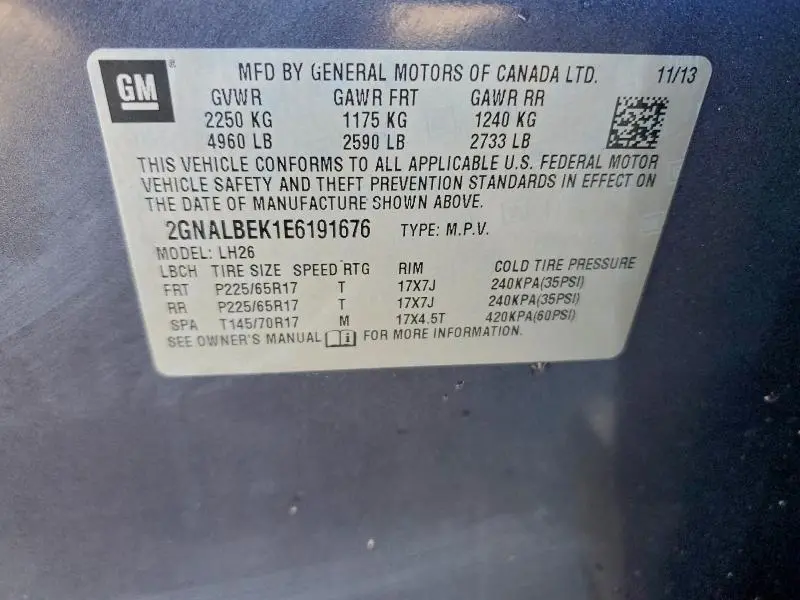 2014 CHEVROLET EQUINOX LT  