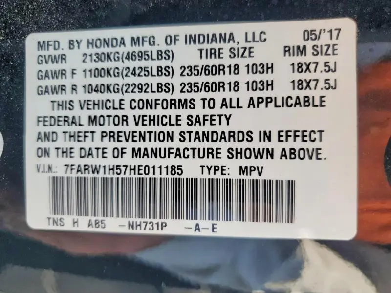 2017 HONDA CR-V EX  