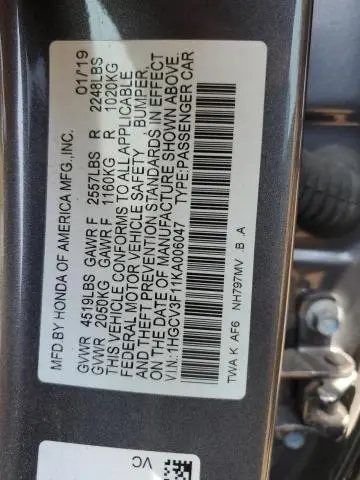 2019 HONDA ACCORD HYBRID  