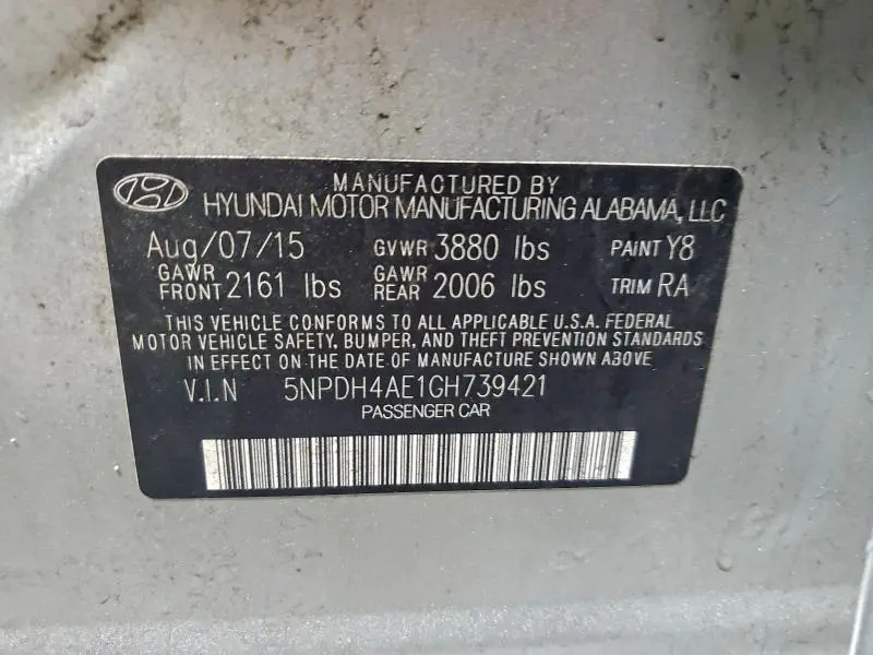 2016 HYUNDAI ELANTRA SE  